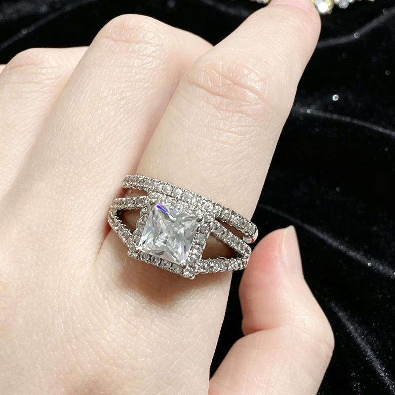 Huitan Princess Shaped Women s/Set Ring for Wedding Party Layered Accessories Inlaid Shiny CZ CopperColor Promise Jewelry
