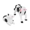 2pcs Cows Figurine Resin Animal Sculpture Crafts Miniature Garden Ornament Gardening Bonsai DecorationsM