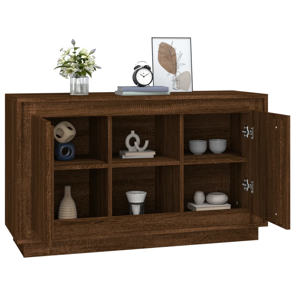 Sideboard Brown Oak Effect 102x35x60 Cm Engineered Wood