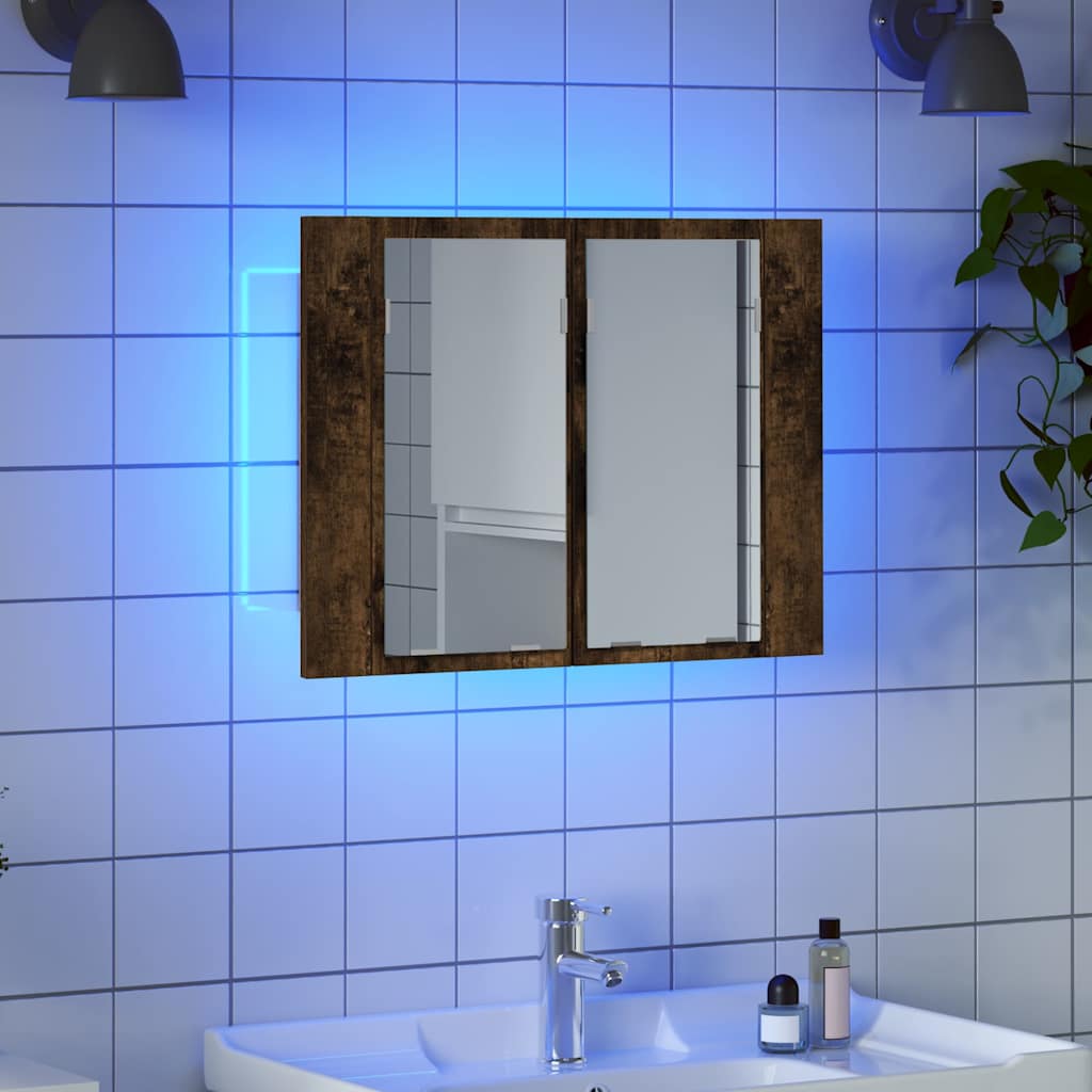 Vidaxl Bathroom Cabinet with Mirror, Smoked Oak, 60X12X45 Cm