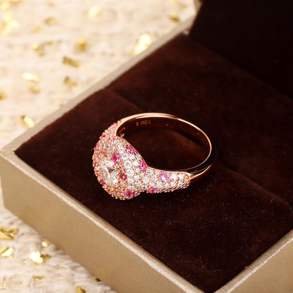 High End Colored Jewelry Ring Gradient Powder 925 Silver Through Exquisite Flawless Goddess Exquisite Craftsmanship Gift