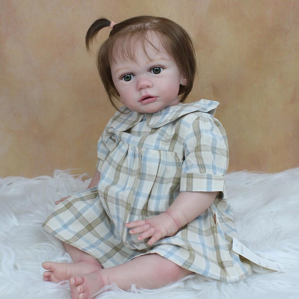 BZDOLL 60 CM 3D-Paint Skin Soft Silicone Reborn Baby Toddler Doll For Girl Like Real Cloth Body Silicone Princess Toy Alive Bebe
