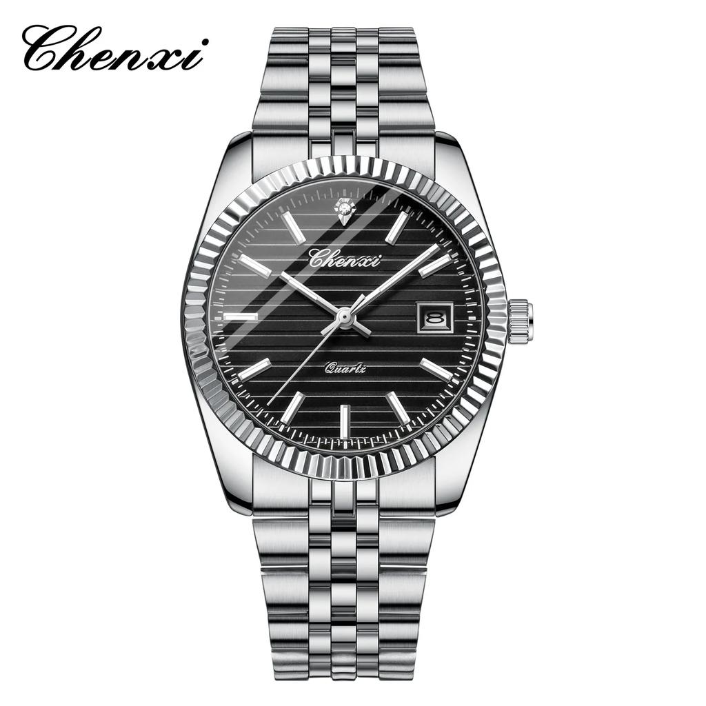 Silver Watches for Men Luxury Top Brand Business Casual Quartz Mens Watches Waterproof 3Bar Calendar Classic Design Gift Clock
