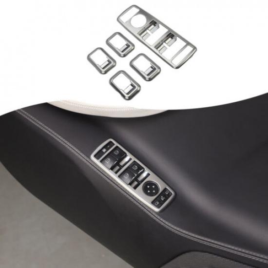 Silver ABS Window Lift Button Panel Cover Trim For Tesla Model S 2014+