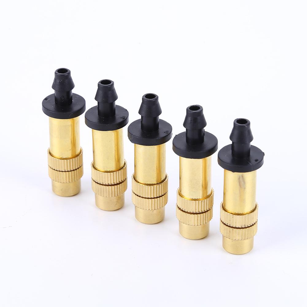 5pcs Fogging Cooling Nozzles Copper Straight Nozzle Automatic Spraying Atomizing Sprayer Connecting 4/7 Hairpipe for Garden Lawn