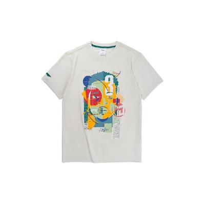 Li Ning Professional Basketball Series CJ Lässiges Sport Atmungsaktives Charakter Rundhals Kurzarm T-Shirt Herren T-Shirts Eierschalen-Grau ATSR569-3