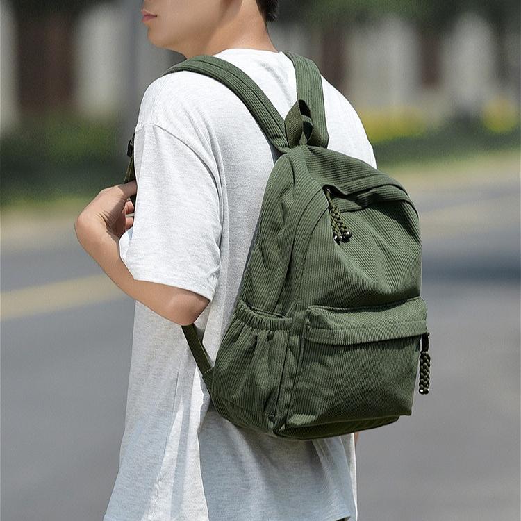 Corduroy Backpack for Women Large Capacity School Backpack Casual College Bookbag Lightweight Travel Daypack with Multi Pockets