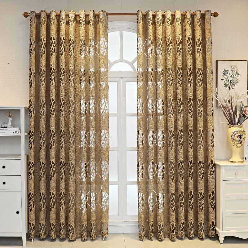 1 stuks Elegante Gouden Jacquard Raamgordijn voor Woonkamer, Slaapkamer en Balkon - Perfecte Huisdecoratie