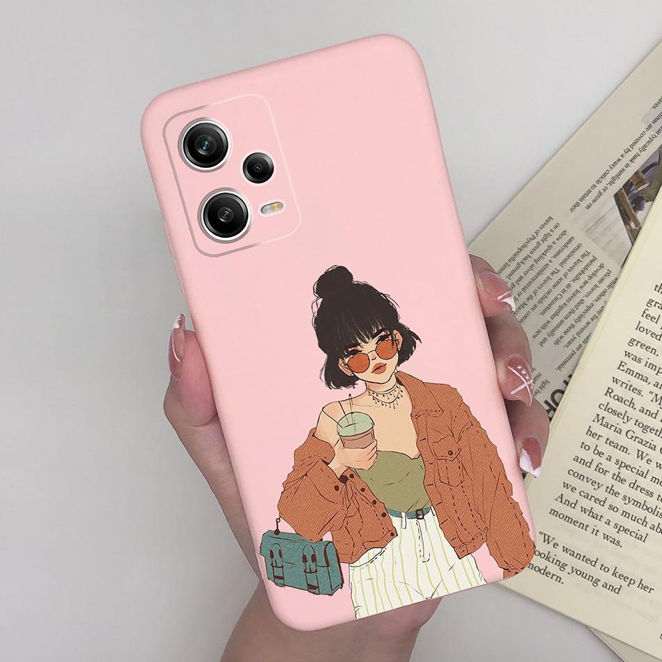 For Xiaomi Redmi Note 12 Pro+ Plus 5G Phone Case Love Heart Girl Silicone Matte Shockproof Cover For Redmi 12Pro + Funda Bumper