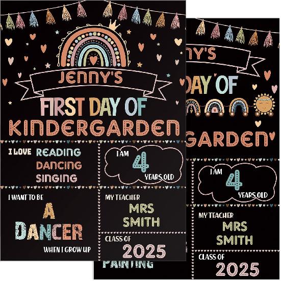 First Day and Last Day School Board Boho Back to School Sign School Chalkboard First Day Photo Prop Sign Rainbow 1st Day Chalk Board for Kids чёрный