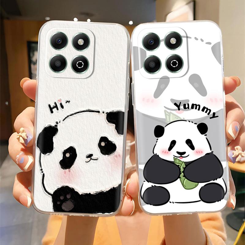 Honor X6B Kılıfı Sevimli Panda Şeffaf Arka Kapak Honor X6b JDY-LX1 JDY-LX2 İçin Şeffaf Silikon Tam Kapsama Telefon Kılıfı Coque