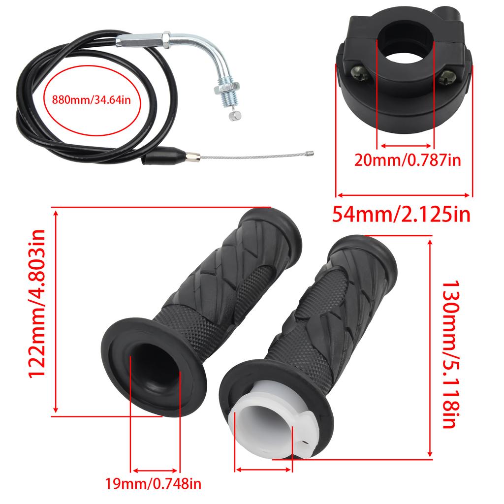 Universal Motorcycle 22mm 7/8" Throttle Twist Grip Set With Throttle Cable For GY6 50cc-150cc ATV Dirt Bike Motocross Scooter