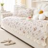 All Season Anti-Slip Cotton Universal Sofa Mat Living Room Washed Cotton Flower Printed Couch  Slipcover Sofa Cushion Armrests