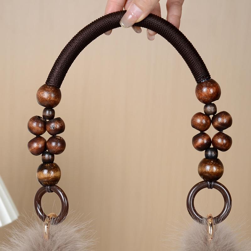 Kobiqiu Furry Wooden Bead Handbag: Trendy, Versatile, New Chinese Style for Autumn and Winter