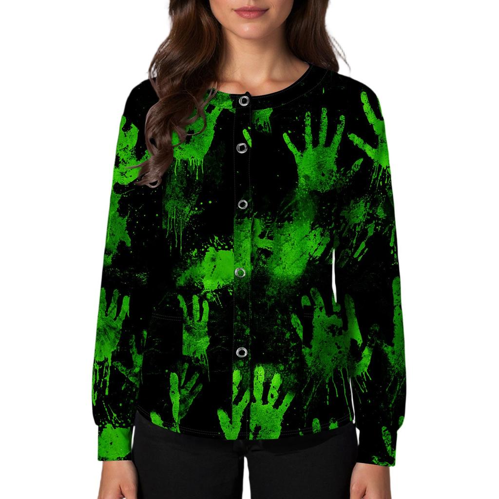 Damen Casual Mode Einreihig Halloween Grafik Bedruckt Krankenpfleger Oberteile