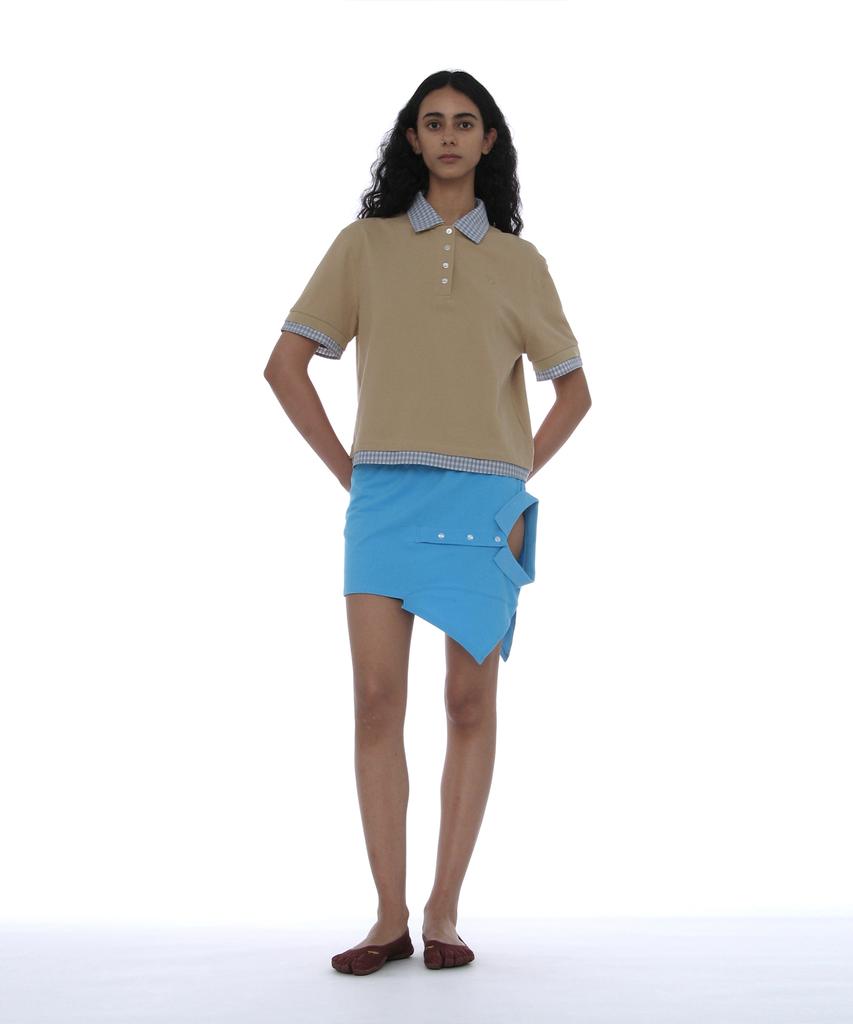 PARTIMENTO WOMEN Double Layered Polo Tee_Beige