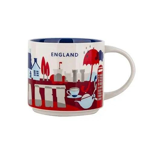 Ins City Cup USA City Bone China Mug Global Collection Ceramic Japan England London Paris Hawaii Chicago New York City Mug 400ML