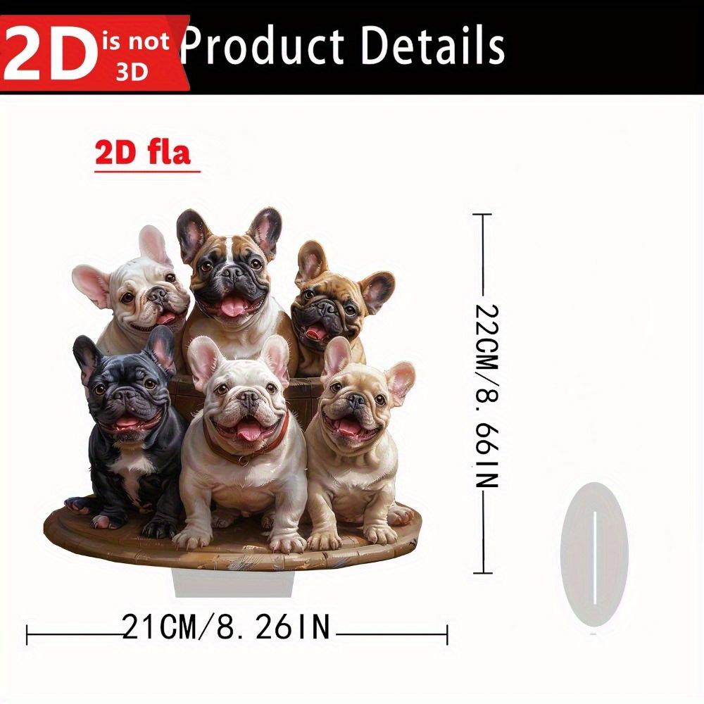 2D French Bulldog desktop decor for home and office. A versatile animal-themed ornament.