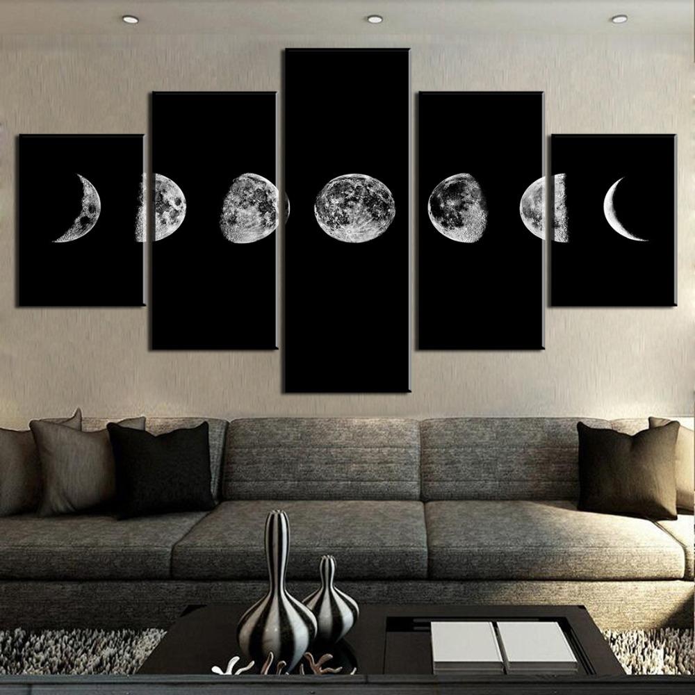 

Картины на холсте из 5 предметов в рамке Moon Changes Cuadros Decoracion Картины на холсте Настенное искусство для украшения дома Настенный декор Картины без рамки без рамки 20x35cm*2 20x45cm*2 20x55cm*1
