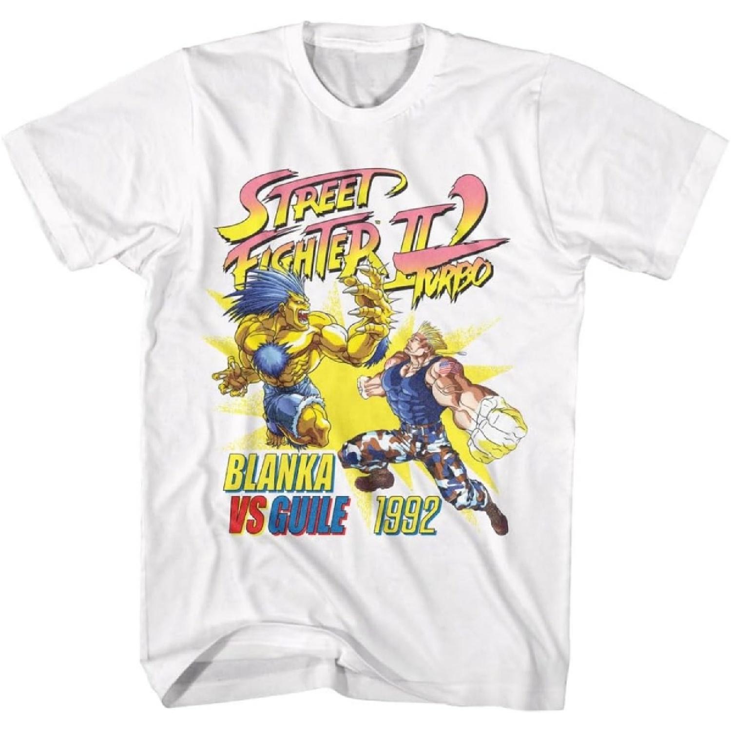 Street Fighter II Turbo Бланка против Гила Взрослая Белая Футболка 90-е Видеоигры Винтажный Стиль Графические Футболки XXXXXL белый