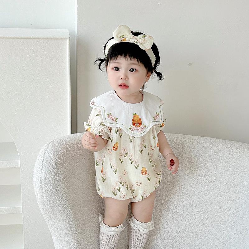 

Summer 2025 Floral Jumpsuit - Pure Cotton Newborn Baby Girl Romper 59 бежевий