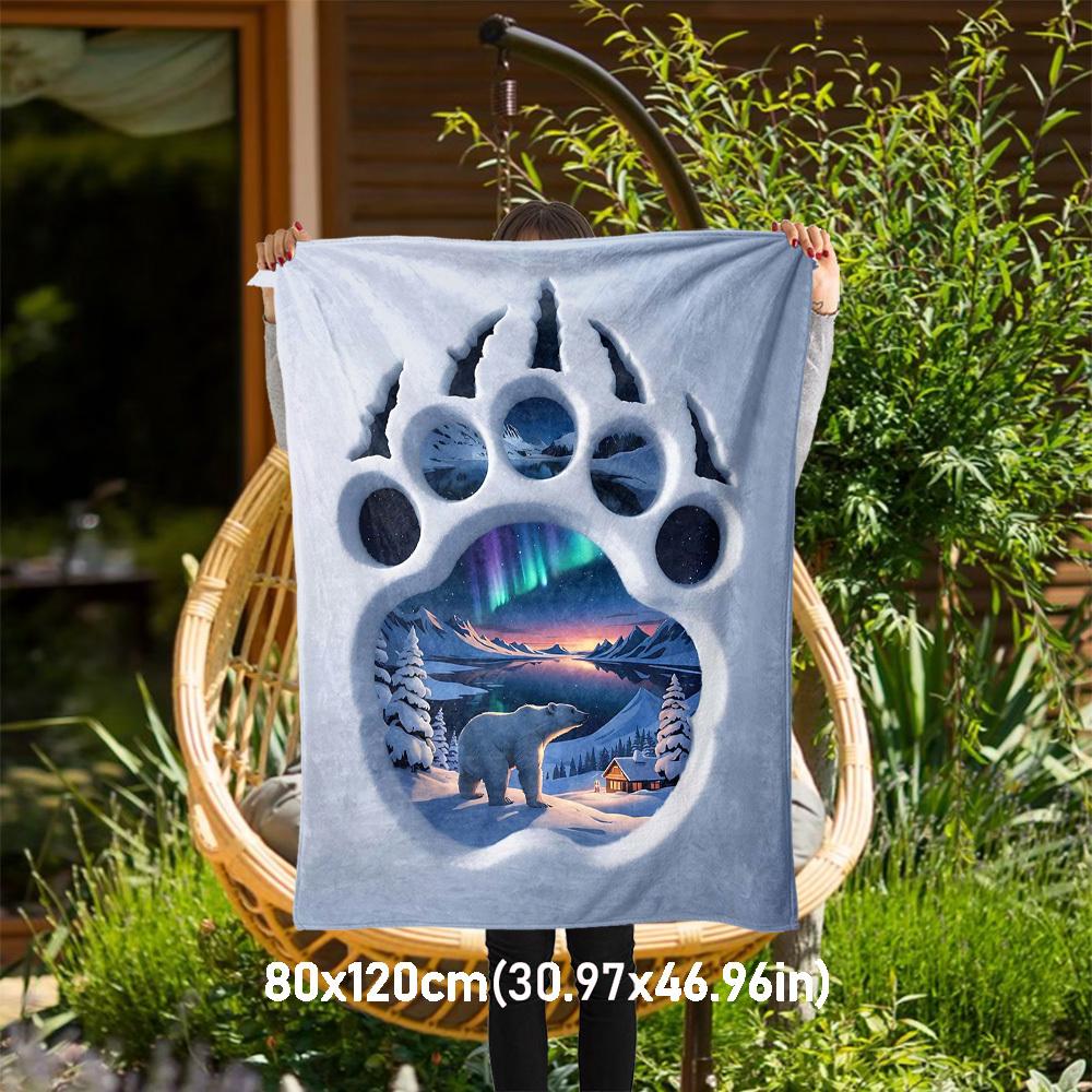 

1PC Polar Bear PrintOutdoor Flannel Blanket - Soft Plush Decor for Picnics, camping, Bedroom, Playroom, Office, or Lunch Break 1217A 80x120cm(31x47inch)