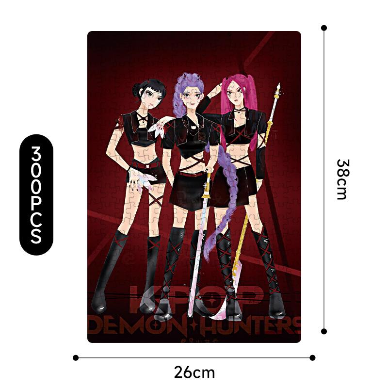 Yeni Kpop Şeytan Avcıları 38*26Cm 300 Parça Yapboz Oyuncakları Rumi Mira Zoey Huntrix Karakter Desenli Masa Oyunu Dekor Çocuk Hediye