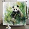 Cute Cartoon Panda Printed Fabric Waterproof Shower Curtain With Hooks For Bathtub Bathroom Screens Home Decor Wall Cloth