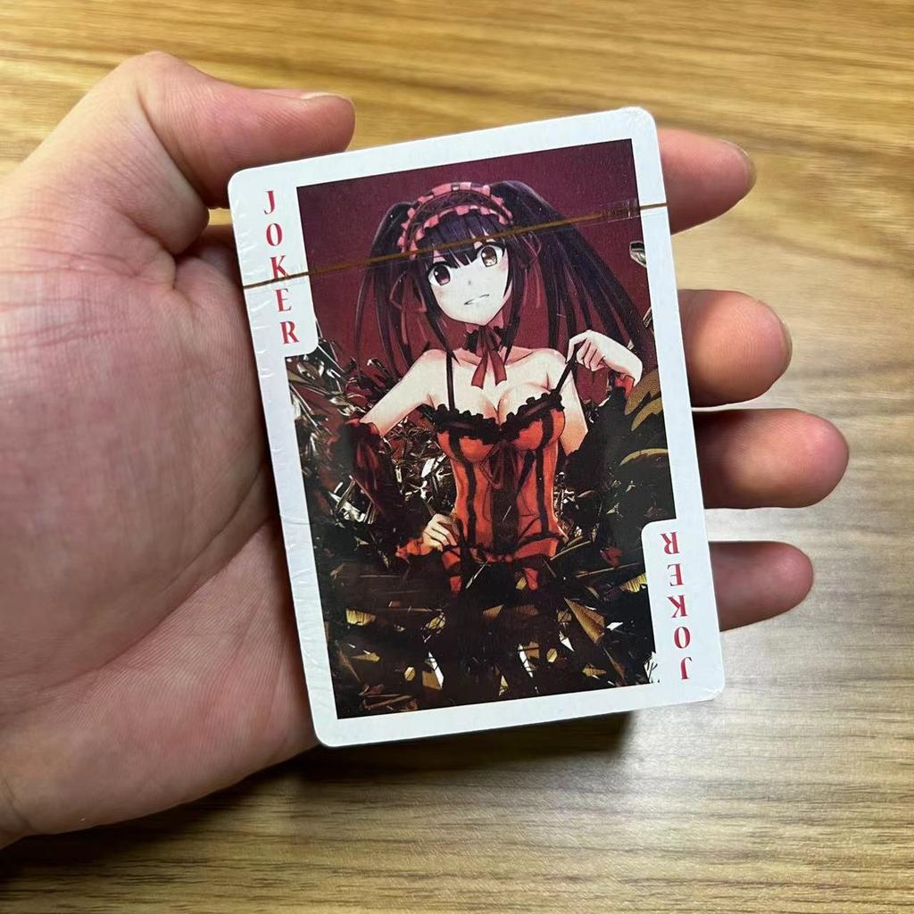 54 קלפים אנימה Date A Live קלפי פוקר קוספליי משחק קופסה קלפים כריכה קשיחה אוסף צעצוע מתנה עם קופסה