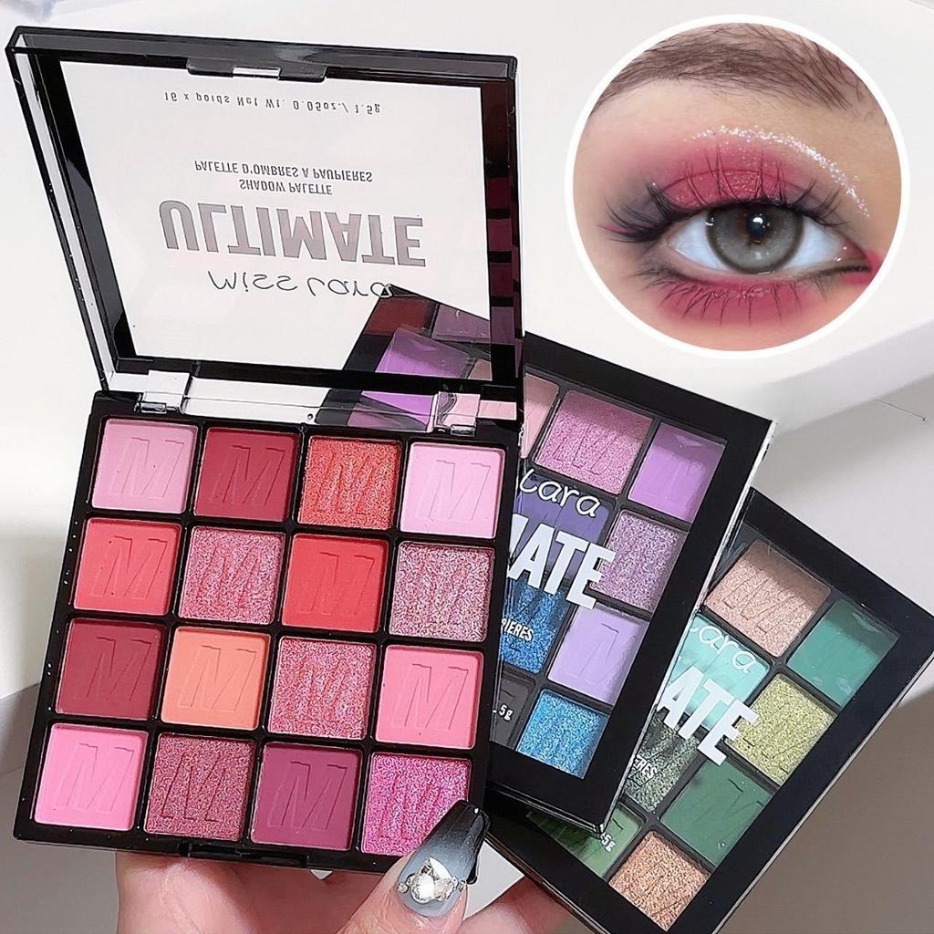 16-color Eyeshadow Palette With Matte And Shimmering Shades Of Blue Suitable For Beginners In Western Makeup