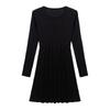 Dongdaemun Autumn/Winter Style Women's Knitted Sweater Dress with Pleated A-Line Doll Pullover