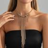 Salircon 3 Color Temperament Unique Mult Layer Tassel Pendant Necklace for Women Creative Adjustable Metal Chain  Jewelry Gifts