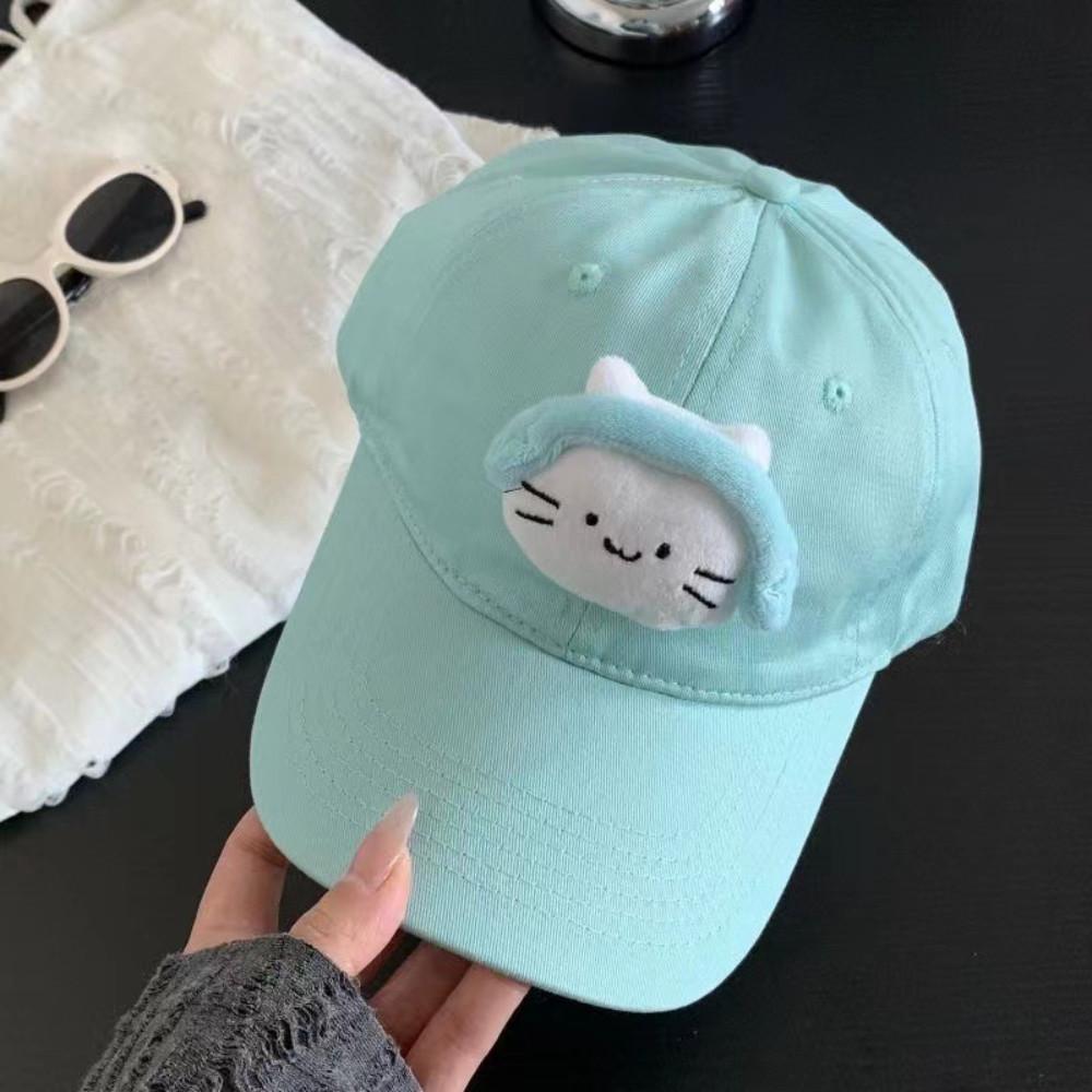 

Cute Cat Embroidered Baseball Cap Fashionable and Sweet Female Student Cap Summer Sun Protection Hat зелений