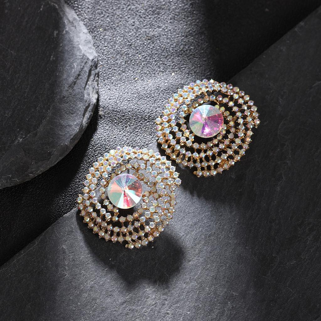 Modern Geometric Alloy Crystal Drop Earrings For Women With Sparkling Water Drill Jewelry Gift