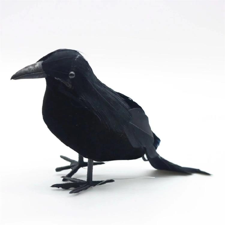 8Pcs/Pack Realistic Black Feathered Crow Artificial Crows Realistic Feathered Crow for Halloween Decoration