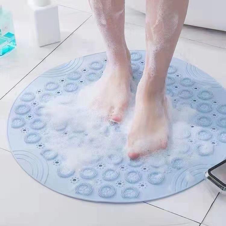 Round Anti-Slip Shower Mat with Suction Cups - Bathroom Floor Massage Pad
