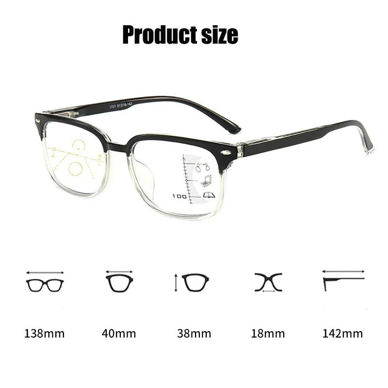 Large Frame Multifocal Reading Eyeglasses Women Men Progressive Far Near Sight Glasses Clear Lens Computer Presbyopia Glasses