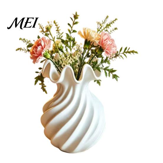 3D Printed Plant Holder Spiral Wave Vase, Minimalist Flower Holder, Decorative Vase for Fresh Style Pot or Dried Flowers, Artistic Desktop Ornament