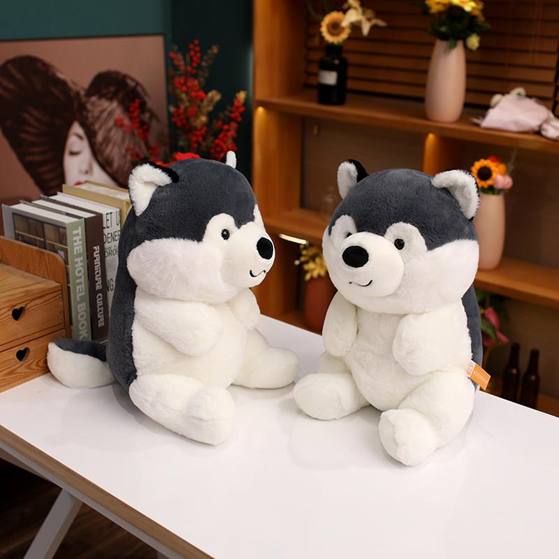 Cute Cartoon Handheld Rose Husky Plush Stuffed Toy Pillow For Room Decoration
