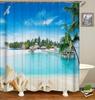 Sunny Beach Seaside Scenery 3D Printing Shower Curtain Large Size Waterproof Polyester Home Decor Curtain With Hooks
