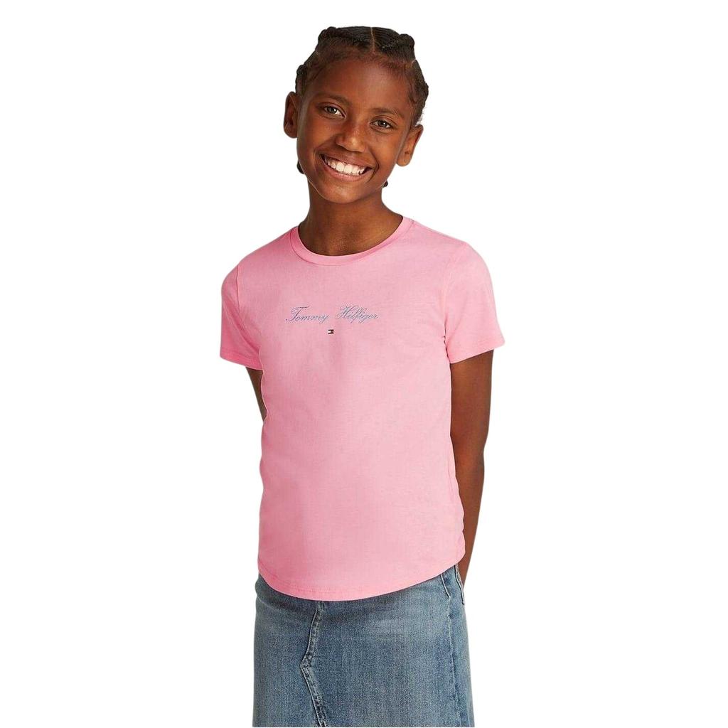 Tommy Hilfiger Girls Script Crew Neck Slim T-Shirt