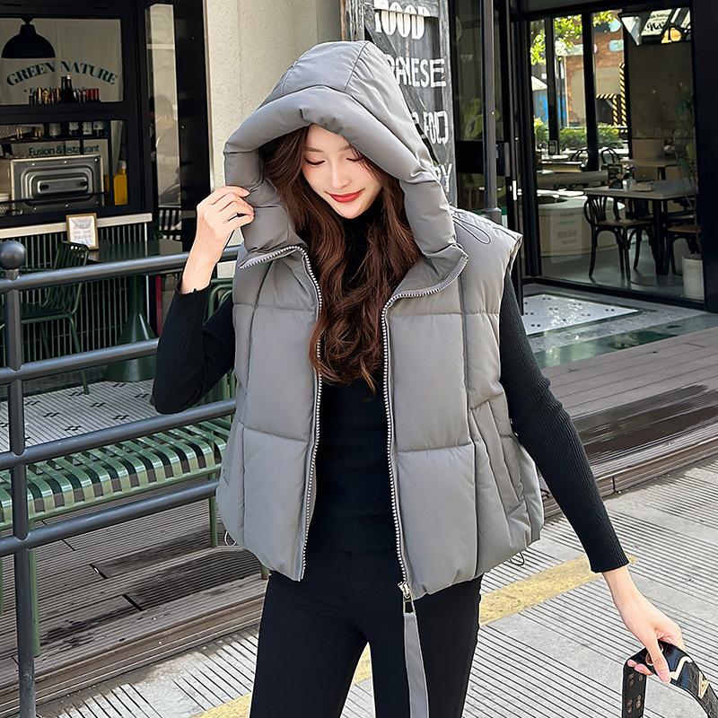 Winter Down Vest Hooded Casual Jacket Women