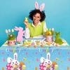 VitalCozy 3 Pcs Easter Tablecloth 54 x 108 Inch Spring Easter Table Cover Disposable Plastic Tablecloths Rectangle Table Cloth for Indoor Outdoor