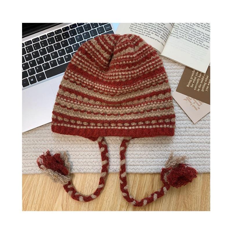 Women Sweet Cute Knit Pullover Beanie Autumn Winter Warm Windproof Face Slimming Hat