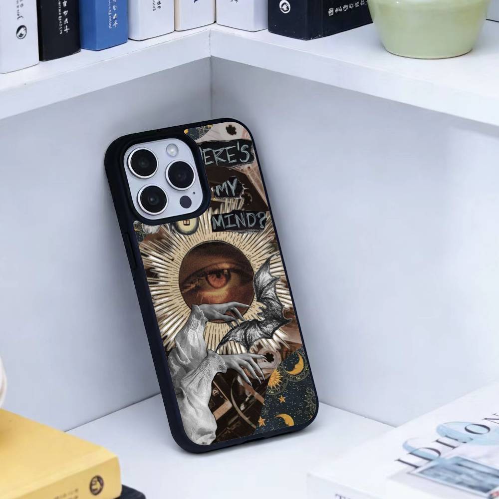 Dark Ornate Collage Art Phone Case For iPhone 14,16,15,13,17,12,Plus,Pro,Max Magnetic For Magsafe Frosted Cover