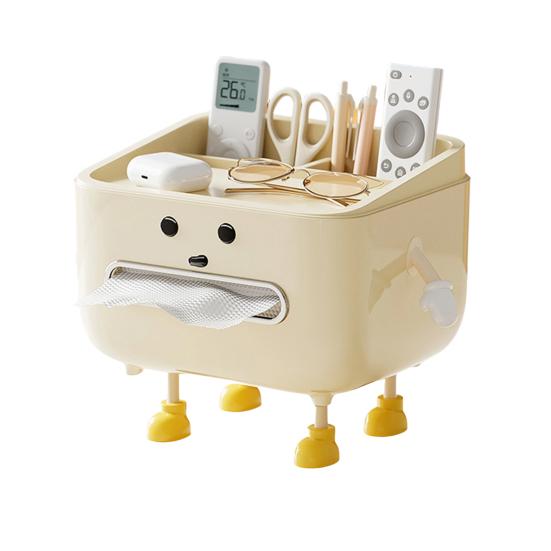 Söt servettlådsöverdrag Servettlådsställ med ben och telefonhållare Multifunktionell servettutdelare med fack för hemmakontoret