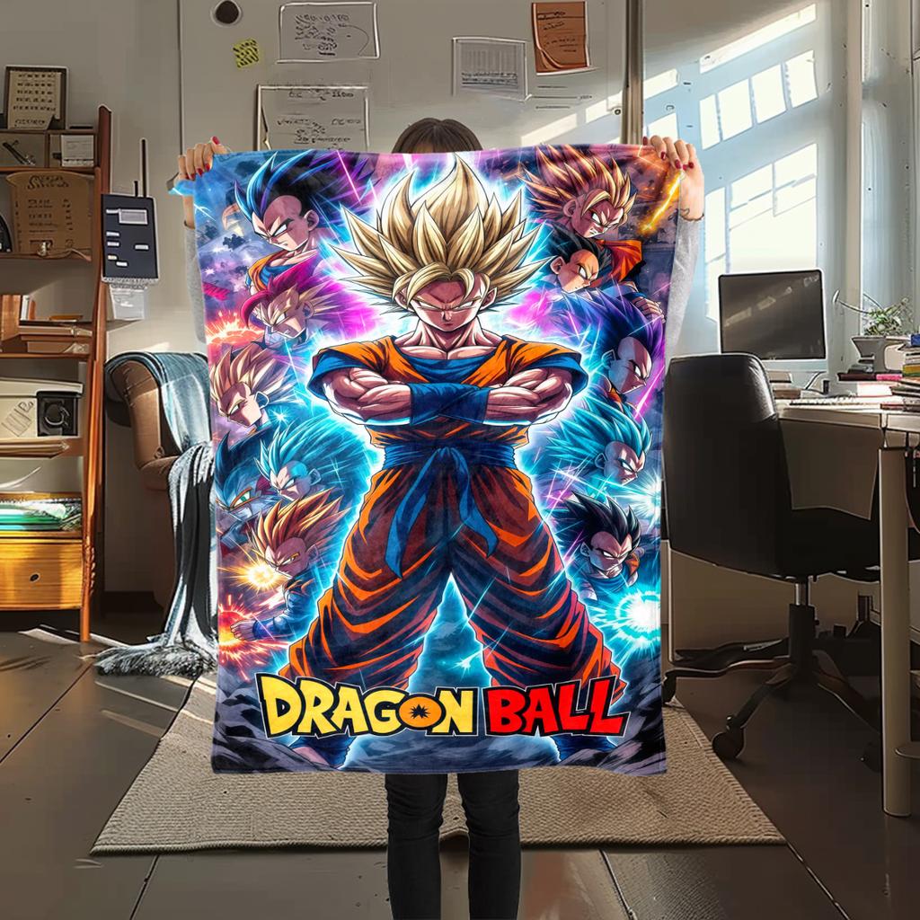 1 Stück DRAGON BALL Aufdruck Flanelldecke, Hohe Qualität für alle Jahreszeiten, Heimdekoration, Wärme und Komfort, Perfekt für Weihnachtsgeschenke