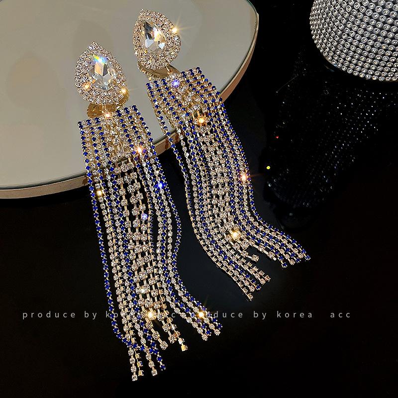 Korean Style Exaggerated Women Girls Shiny Rhinestone Earrings Luxury High Quality Big Crystal Ear Rings Decoration Lady Jewelry