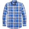 Polo Plaid Logo Slim Fit Long Sleeve Shirt Men Shirts Blue 710945321-001