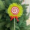 2PCS/SET Christmas Tree Picks Decorations, Polyester Plush Candy with Green & Red Lollipop, Festive Xmas Branch Ornaments